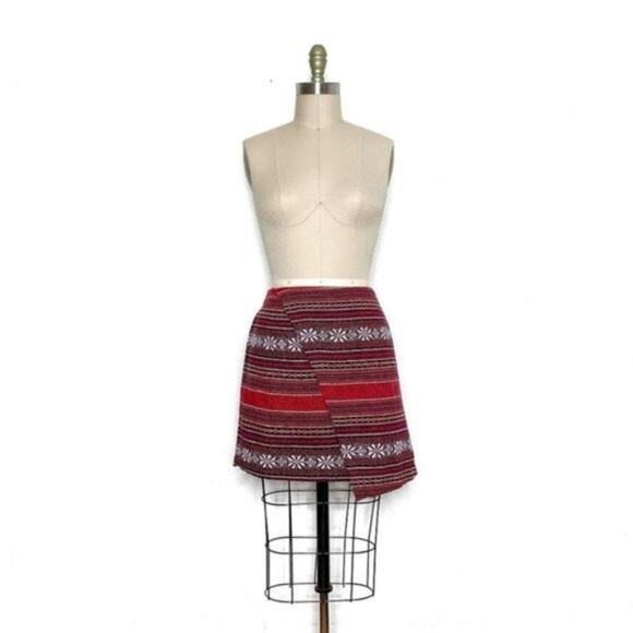 Vintage 90s Faux Wrap Textured Stripe Serape Mini Skirt size Large - Picture 5 of 9